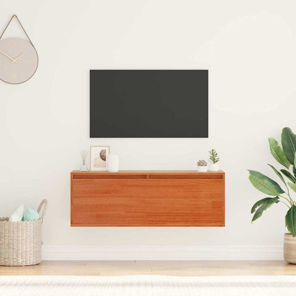 vidaXL Wall Cabinet Waxed Brown 100 x 30 x 35 cm Solid Pine Wood