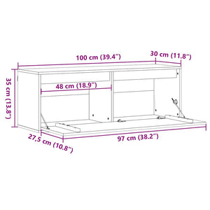 Wandschrank Kiefer Massivholz Wachsbraun 100x30x35 cm
