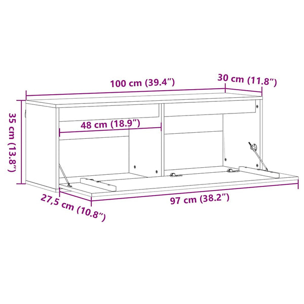 Wandschrank Kiefer Massivholz Wachsbraun 100x30x35 cm