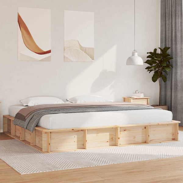 Bettrahmen Braun 200x200 cm Kiefer Massivholz
