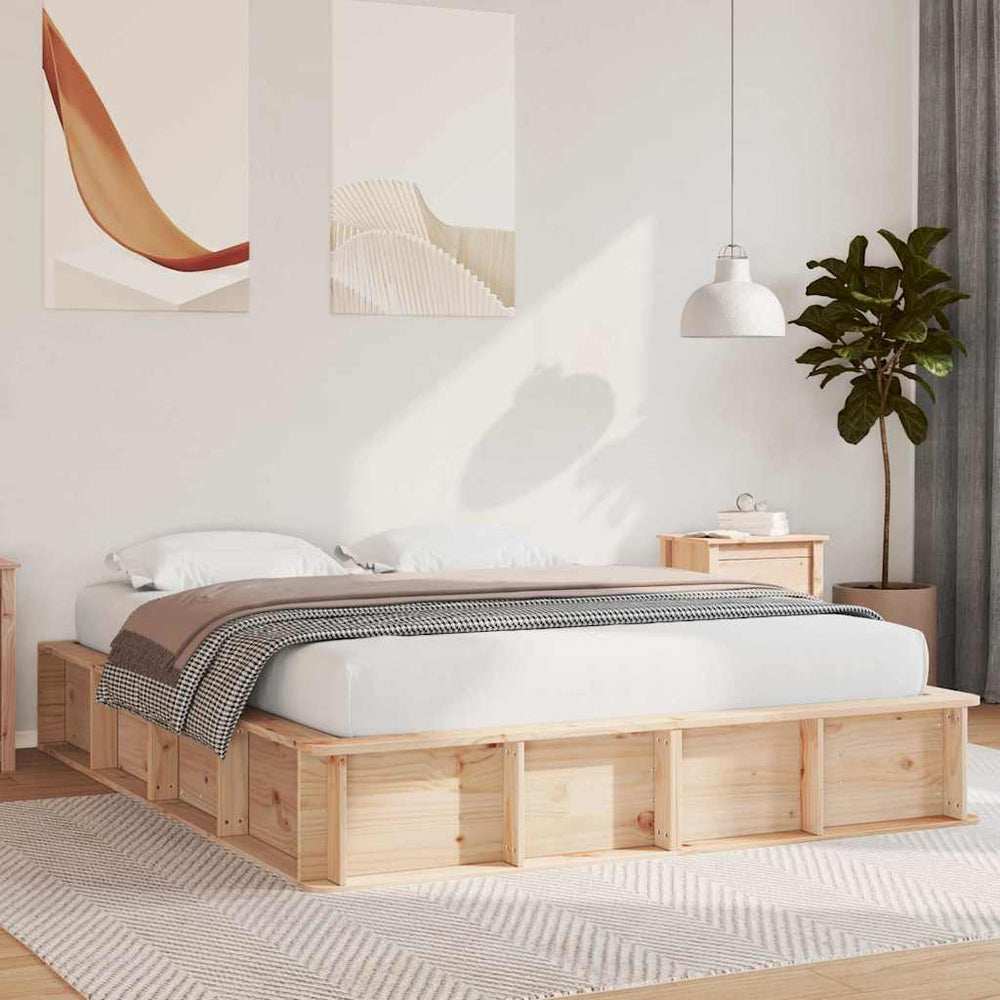 vidaXL Bed Frame Brown 150 x 200 cm Solid Pine Wood