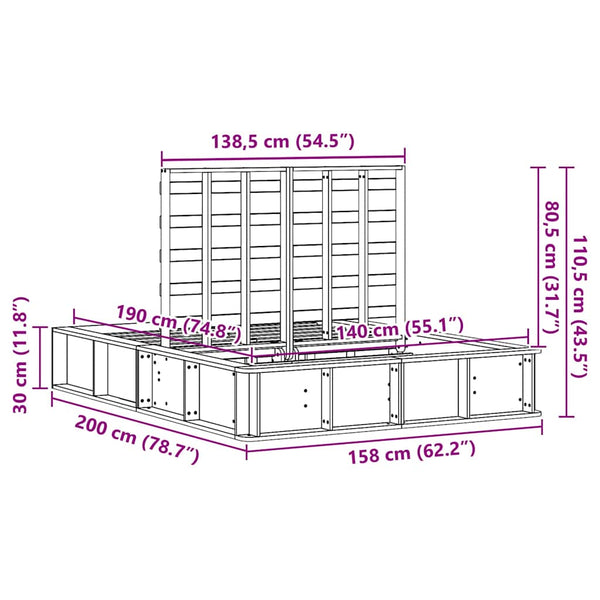 Bettrahmen Braun 140x190 cm Kiefer Massivholz