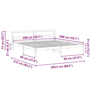 Bettgestell Braun 200x200 cm Kiefer Massivholz
