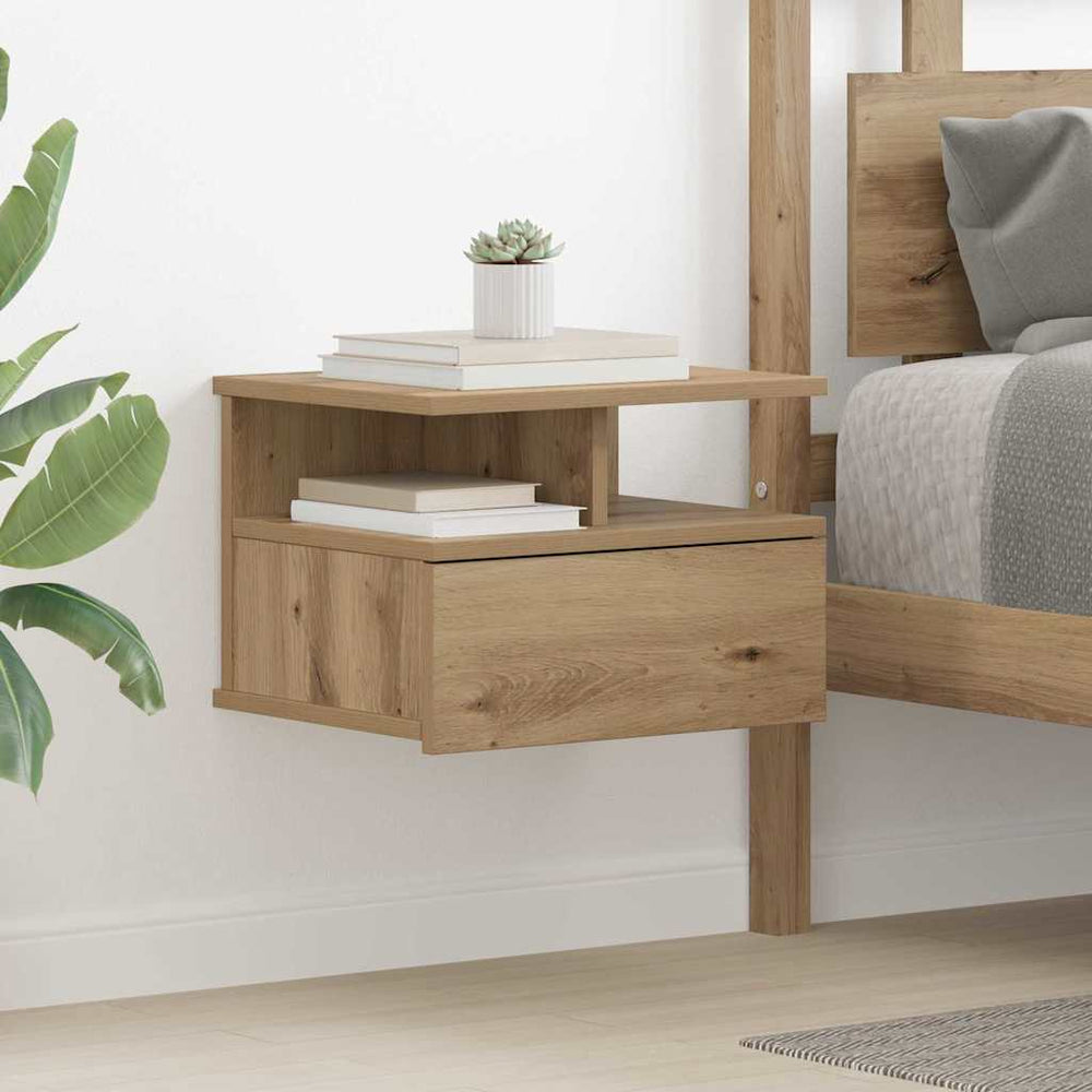 vidaXL Floating Nightstand Artisan Oak 40 x 31 x 28 cm