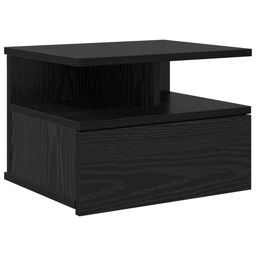 vidaXL Floating Nightstand Black Oak Look 40 x 31 x 28 cm