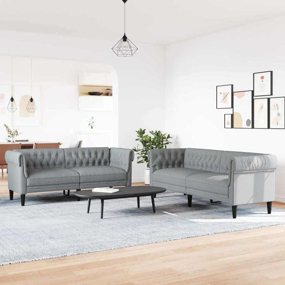 Hellgraue 2-teilige Wohnzimmer Couch