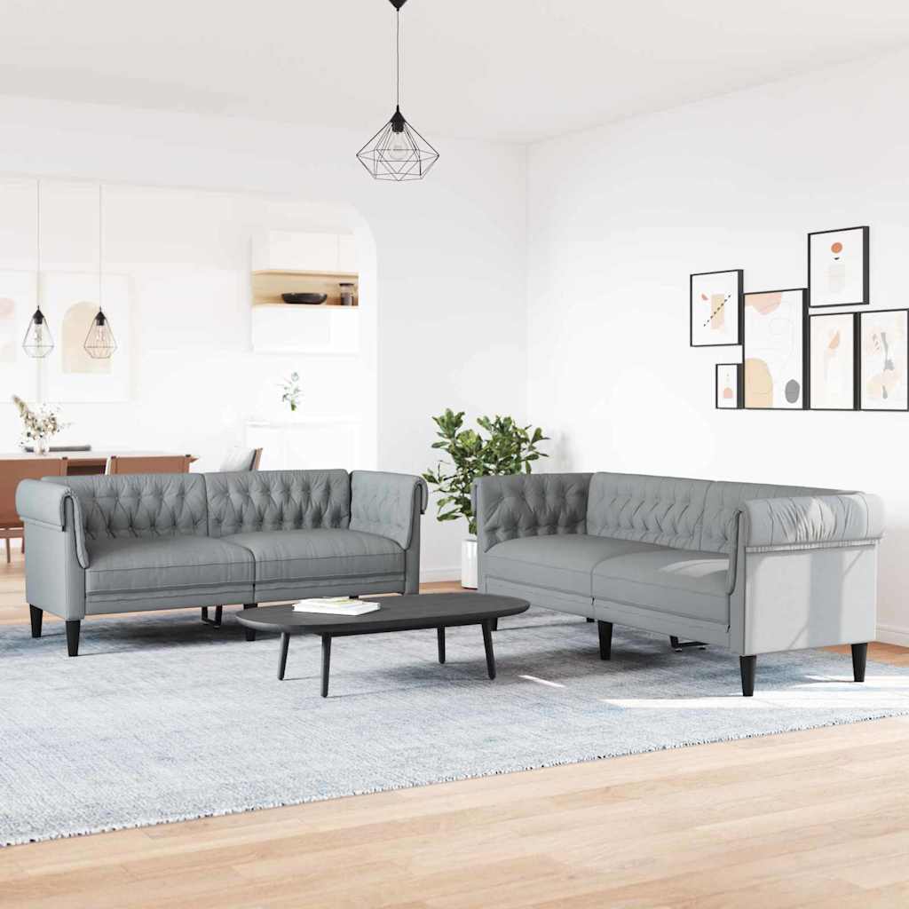 Hellgraue 2-teilige Wohnzimmer Couch