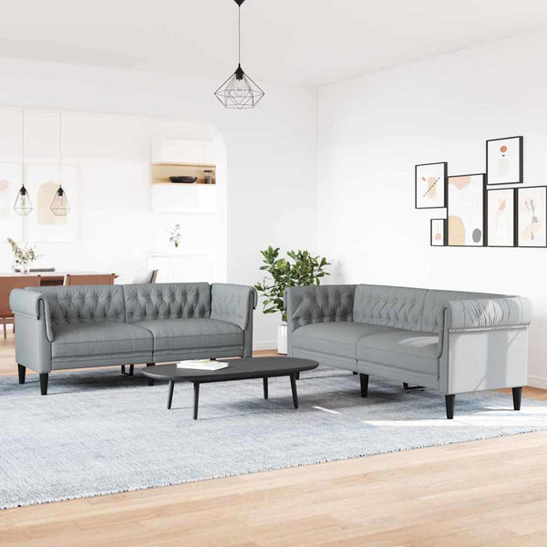 Hellgraue 2-teilige Wohnzimmer Couch