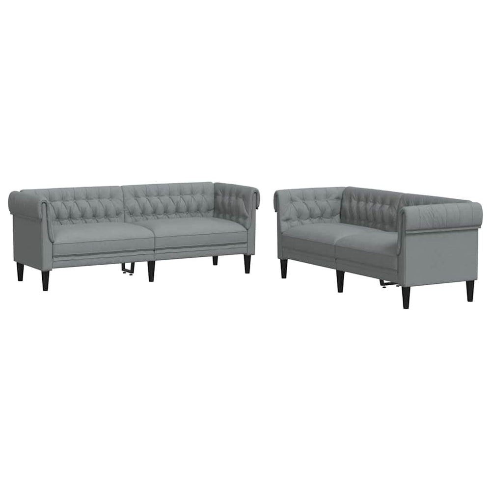 Hellgraue 2-teilige Wohnzimmer Couch