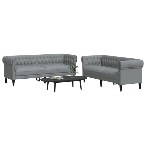 Hellgraue 2-teilige Wohnzimmer Couch
