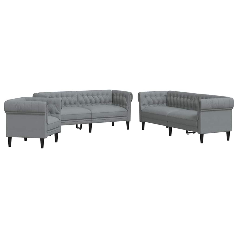 3-teilige Wohnzimmercouch, Hellgrau