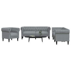 3-teilige Wohnzimmercouch, Hellgrau