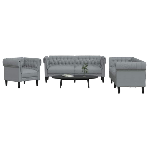 3-teilige Wohnzimmercouch, Hellgrau