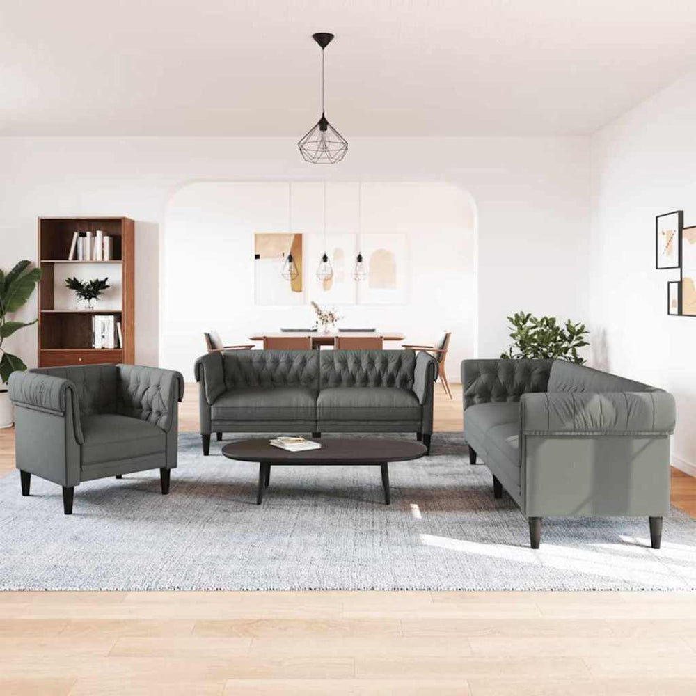 Dunkelgraue 3-teilige Wohnzimmer Couch
