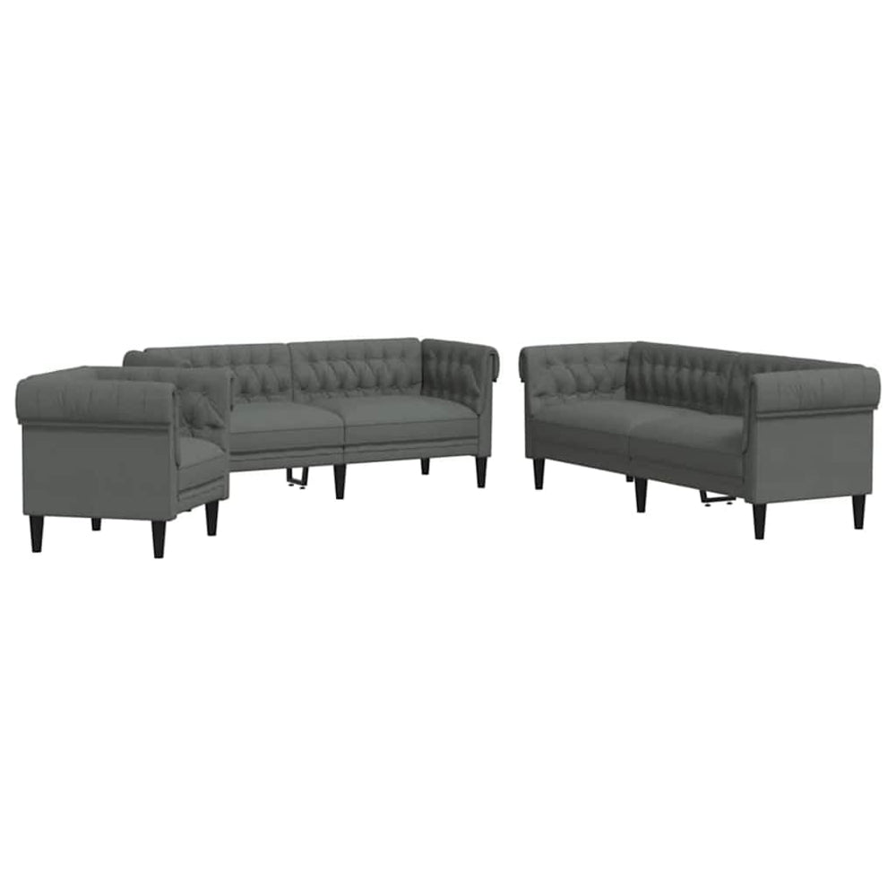 Dunkelgraue 3-teilige Wohnzimmer Couch