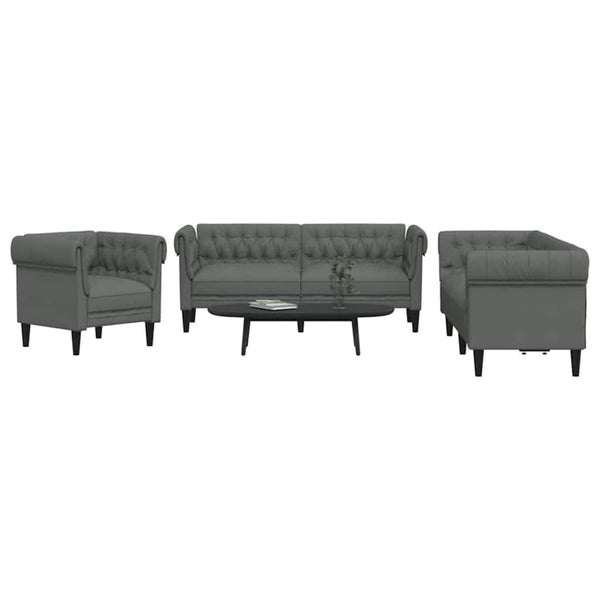 Dunkelgraue 3-teilige Wohnzimmer Couch