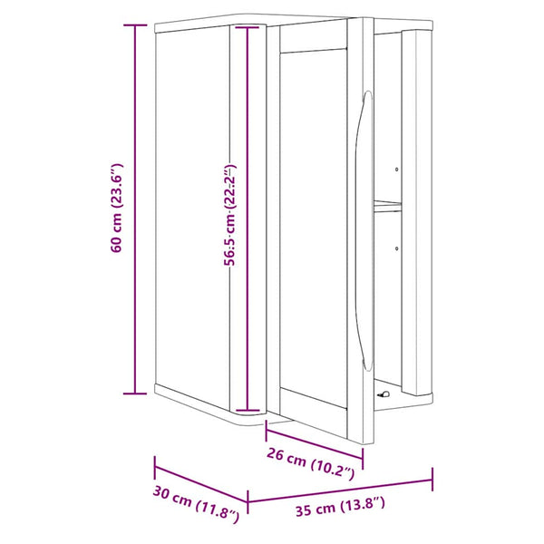 Badezimmer Wandschrank Kiefer Wachsbraun 35x60 cm