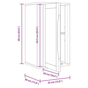 Weißer Badezimmer-Wandschrank mit Regal 35x30x60 cm