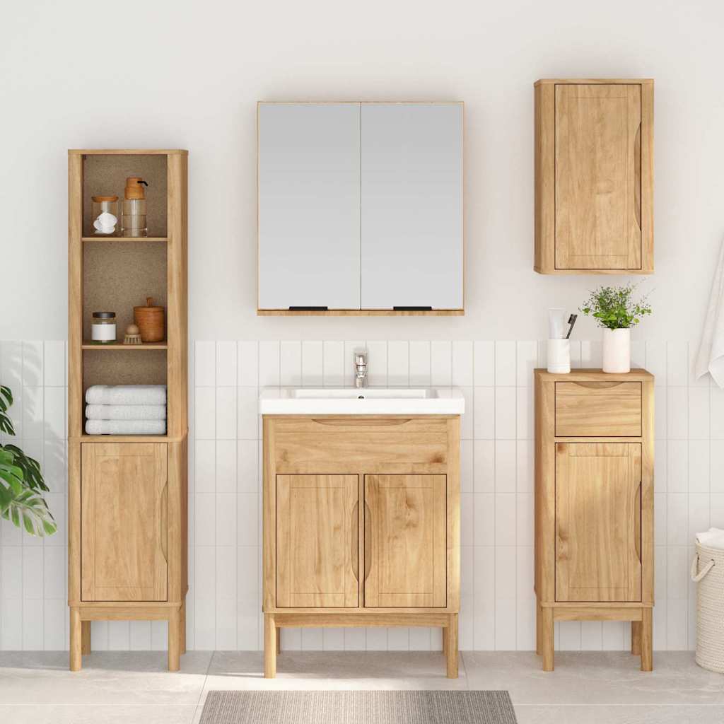 vidaXL Meuble de salle de bain avec étagère FLORO Marron ciré 35 x 30 x 90 cm