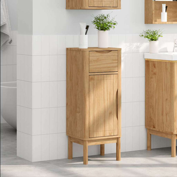 vidaXL Meuble de salle de bain avec étagère FLORO Marron ciré 35 x 30 x 90 cm