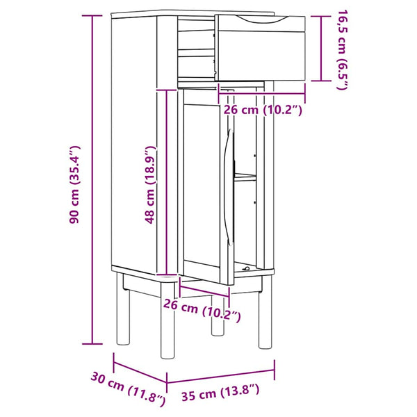 Weißer Badezimmerschrank Kiefer Massivholz