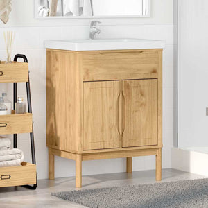 Waschbeckenschrank mit Regal Wachsbraun 60x40x80 cm