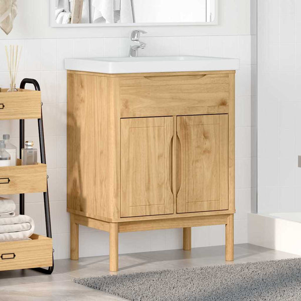 Waschbeckenschrank mit Regal Wachsbraun 60x40x80 cm