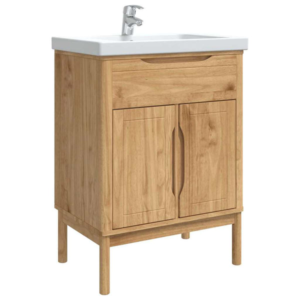 Waschbeckenschrank mit Regal Wachsbraun 60x40x80 cm