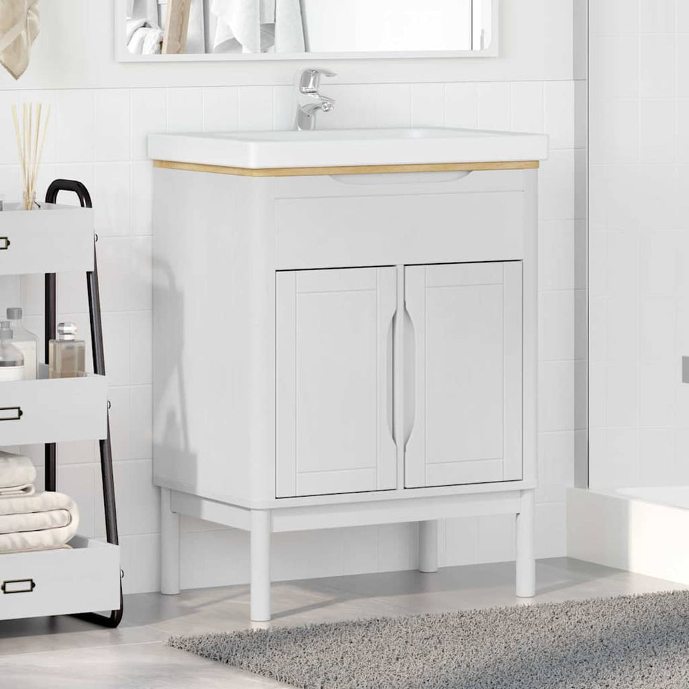 vidaXL Meuble sous-lavabo avec étagère et porte FLORO Blanc 60 x 40 x 80 cm