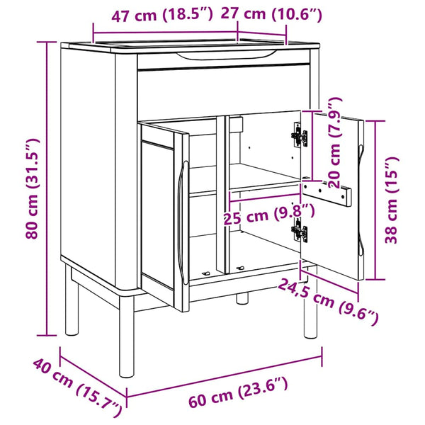 Waschbeckenschrank FLORO Weiß 60x40x80 cm