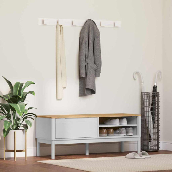 Weiße Flurbank Kiefer Massivholz 115 cm