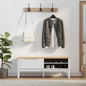 Weiße Flurbank Kiefer Massivholz 115 cm