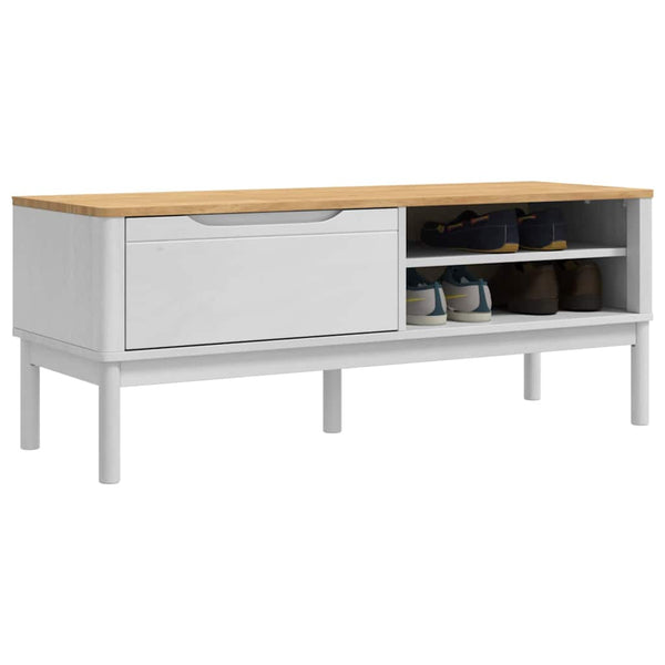 Weiße Flurbank Kiefer Massivholz 115 cm