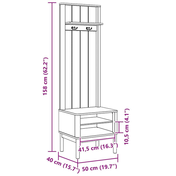 Weißer Flurschrank Kiefer Massivholz 158cm