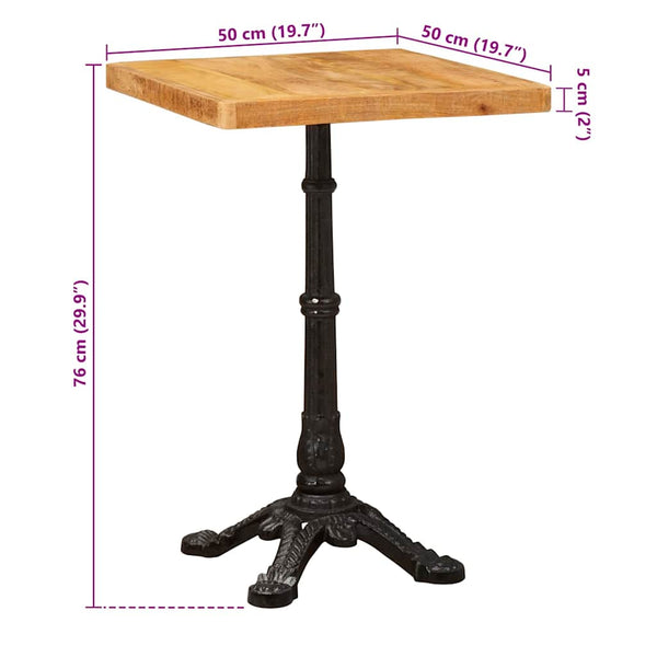 Bistrotisch Braun Mango Massivholz 50x50