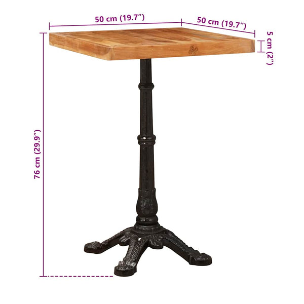 Bistrotisch Braun Akazie 50x50 cm