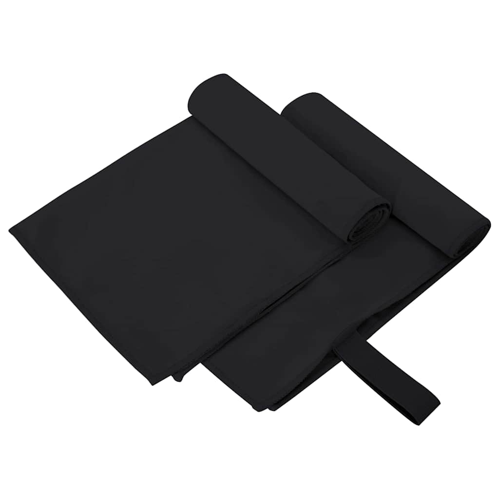 vidaXL Serviettes de sport 2 pcs Noir 50 x 30 cm Polyester et polyamide