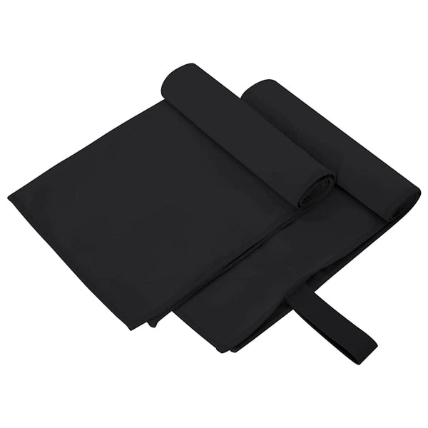 vidaXL Serviettes de sport 2 pcs Noir 50 x 30 cm Polyester et polyamide
