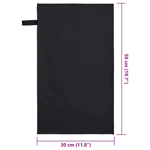 vidaXL Serviettes de sport 2 pcs Noir 50 x 30 cm Polyester et polyamide