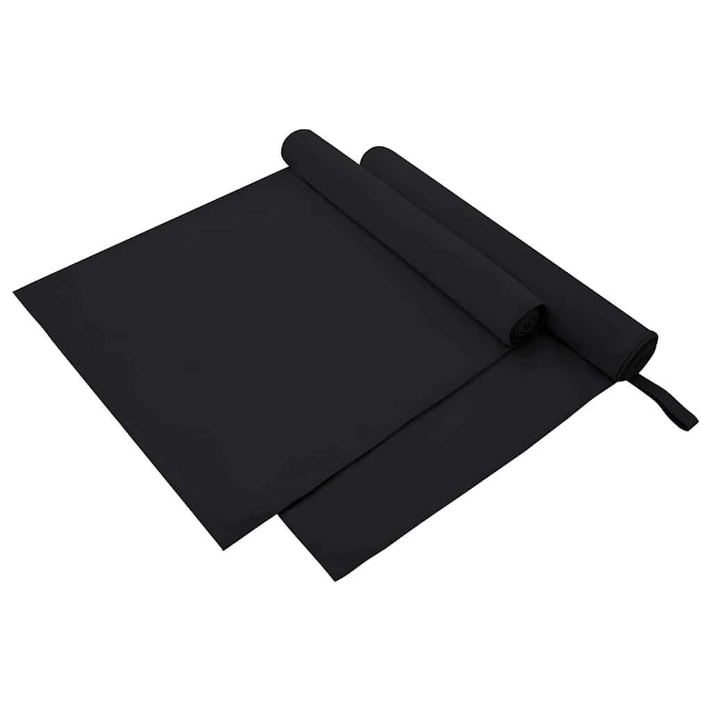 Schwarz Sporthandtücher 2er-Set 180x90 cm