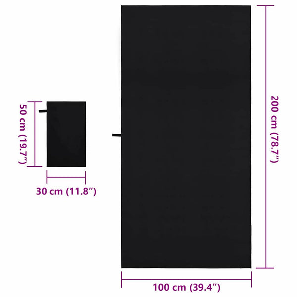 Sporthandtuch Set Schwarz 2-teilig