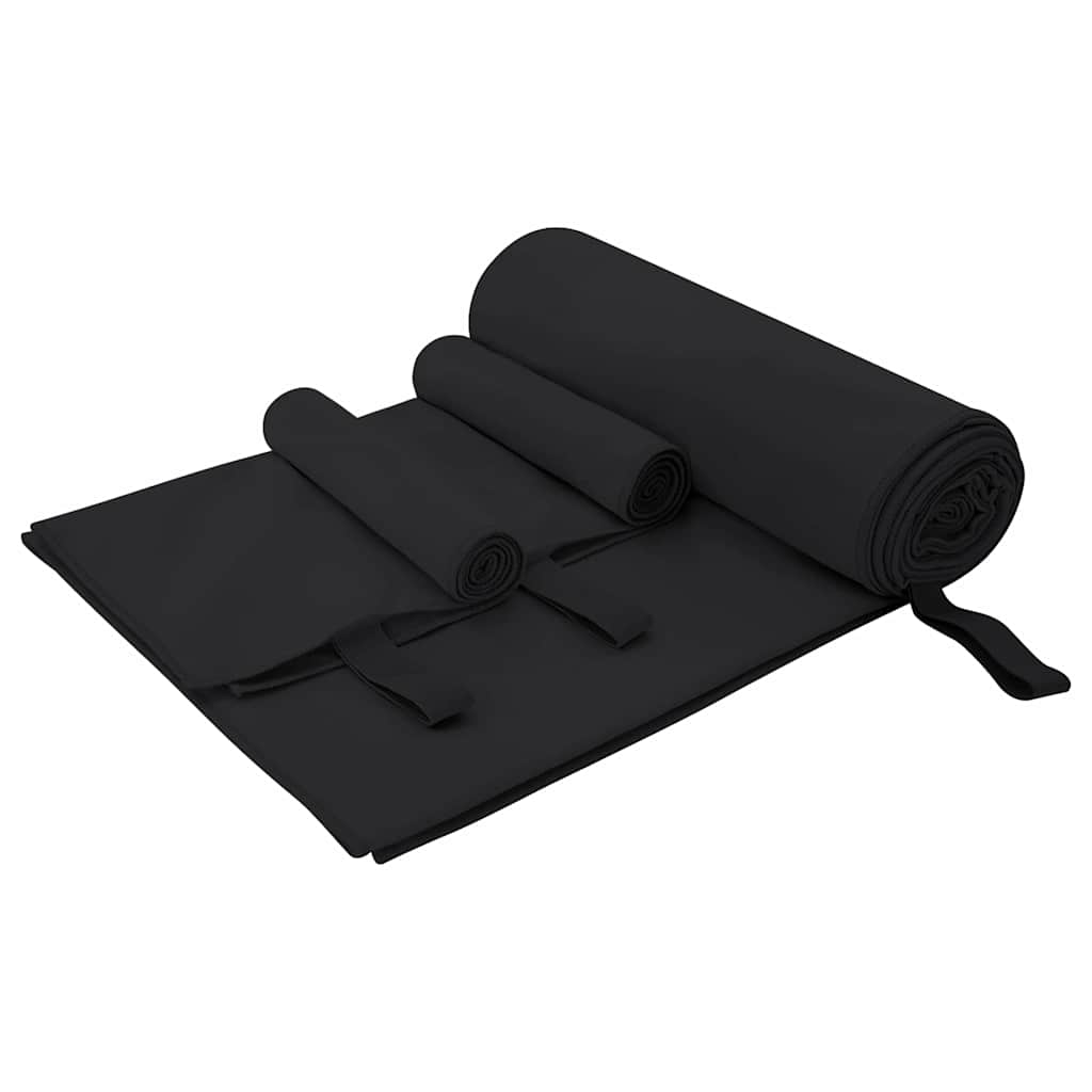 Sporthandtuch Set 3-teilig Schwarz