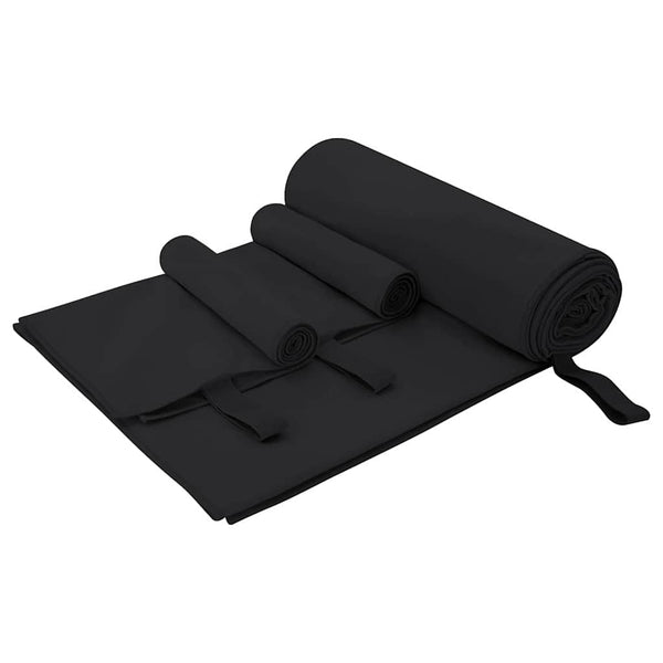 Sporthandtuch Set 3-teilig Schwarz
