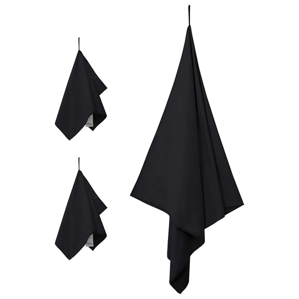 Sporthandtuch Set 3-teilig Schwarz
