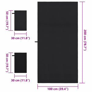 Sporthandtuch Set 3-teilig Schwarz
