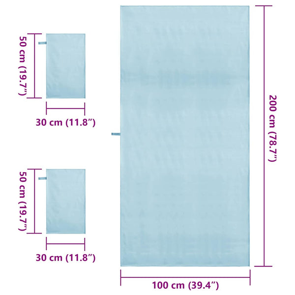 Sport Handtuch Set Blau 3-teilig