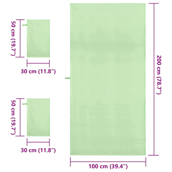 Sporthandtuch Set 3-teilig Grün
