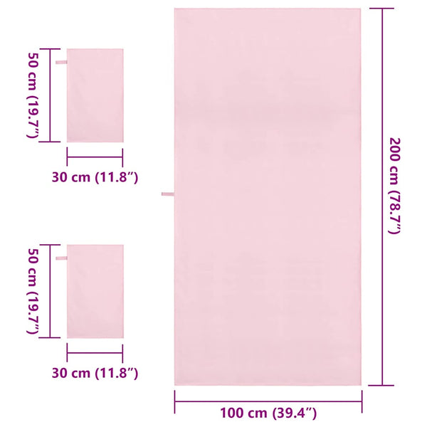 3er Set Sporthandtücher Rosa