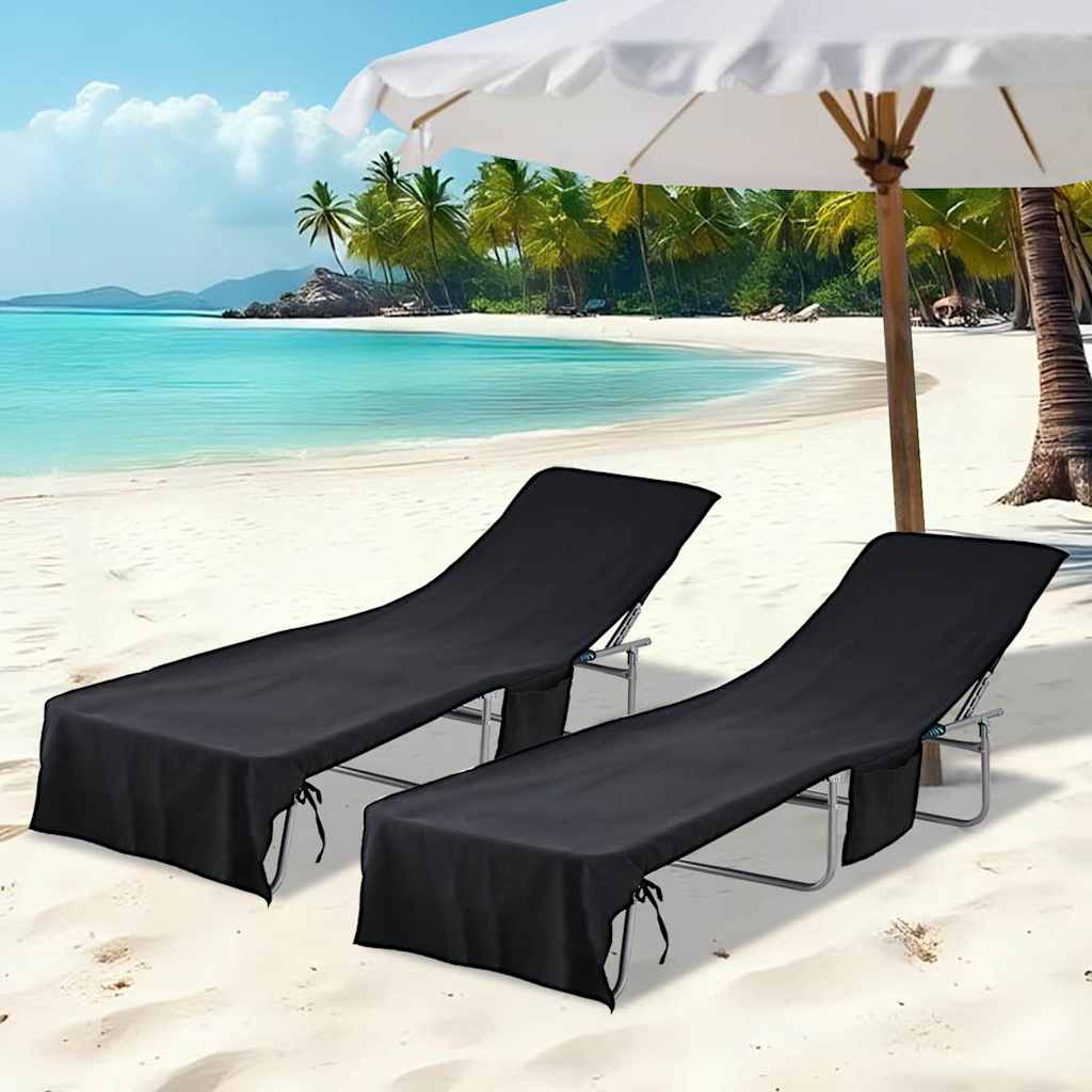 Sonnenliegen Tücher 2er-Set Schwarz 210x75 cm