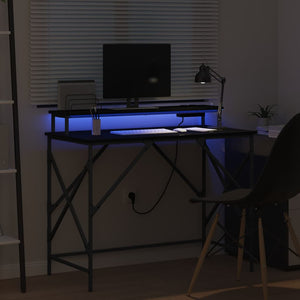 Schreibtisch mit Regal, Schwarz Eiche